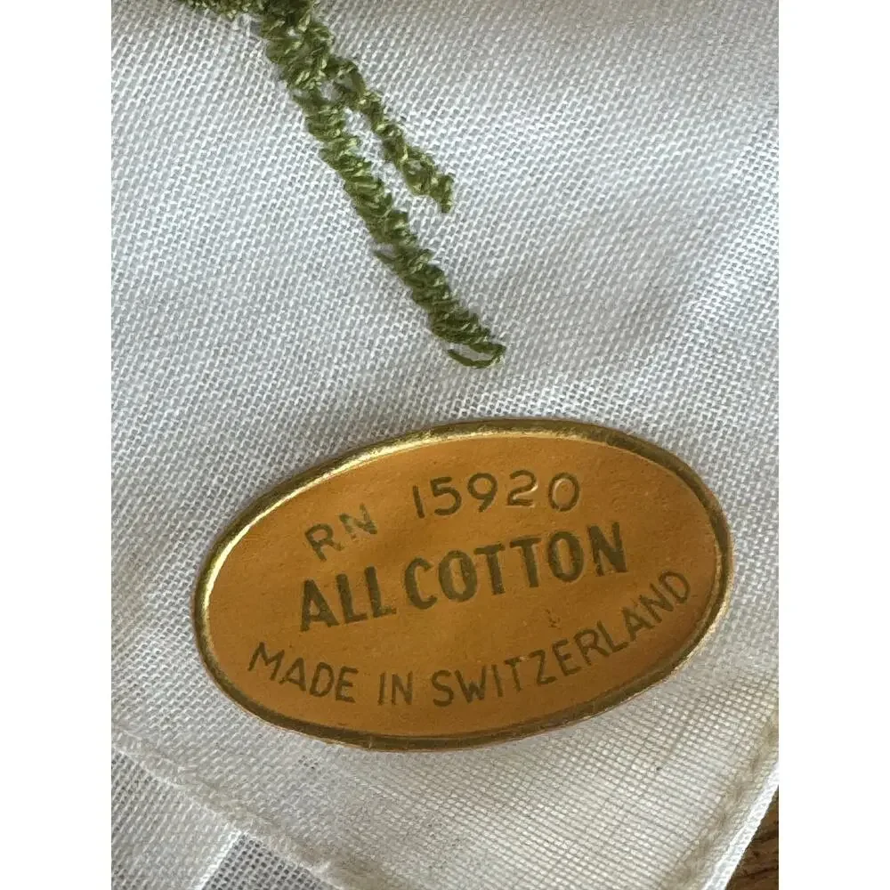 Vintage 1950s Swiss Cotton Cocktail Napkin Embroidered Floral NOS